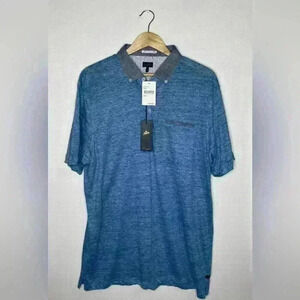 NWT Good Man Brand Linen Polo Shirt Blue SIze Large